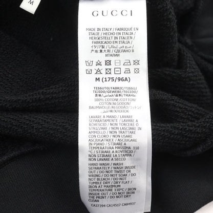 Gucci 475374 100% Cotton Interlocking G Logo Print Pullover Hoodie Black M Made