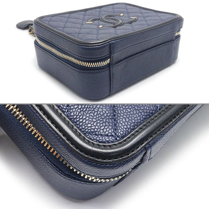 Chanel Matelasse CC Filigree Chain Shoulder Navy