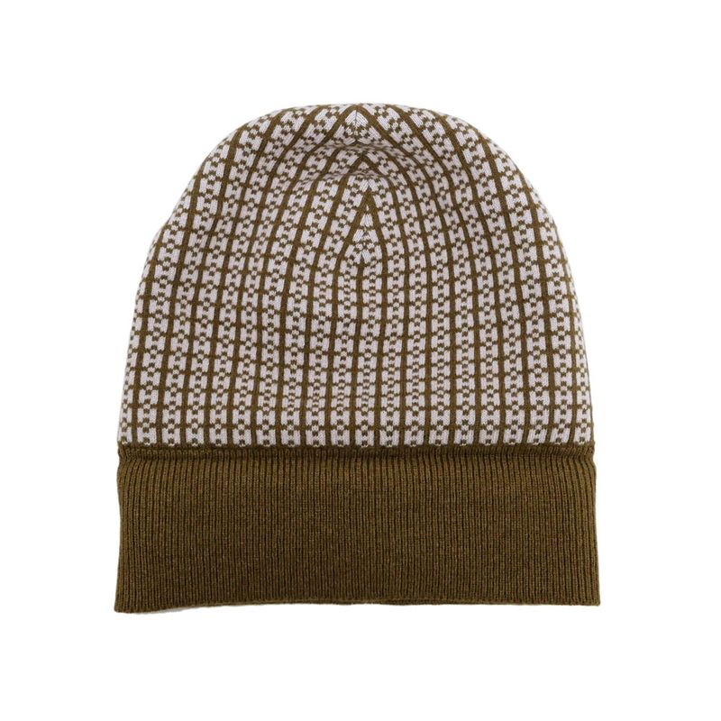 Hermes Knit Hat Beanie Brown Pink M Size Cashmere Hat Cap Women's