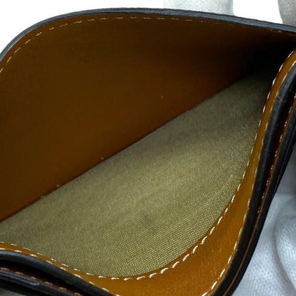 Celine Card Case Passcase Compact Triomphe Logo Leather Brown