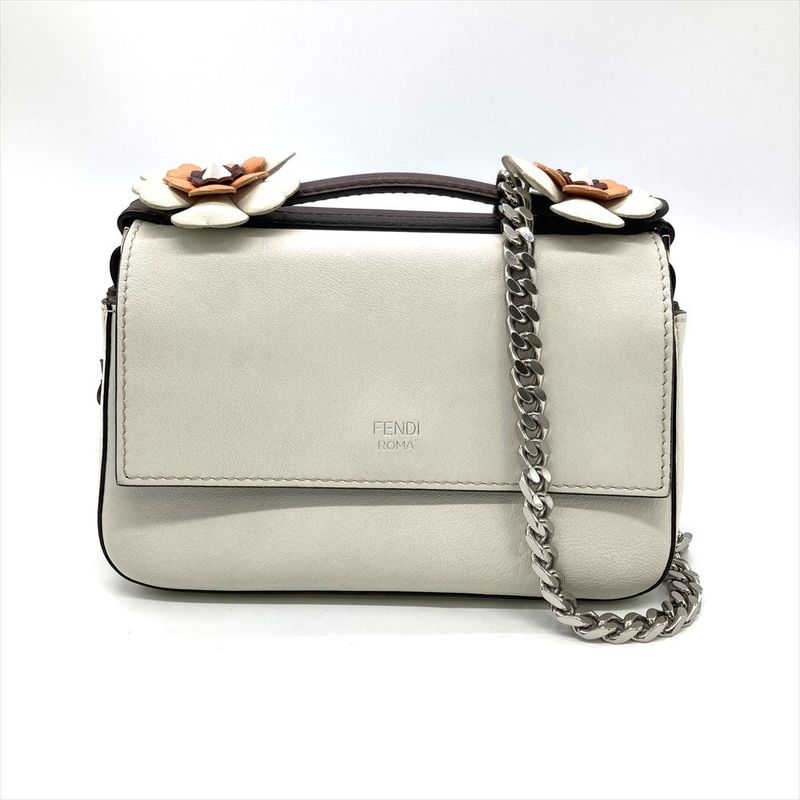 Fendi Double Micro Baguette Shoulder Bag Leather 8m0371 Bordeaux Silver