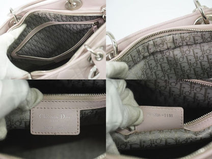 Authentic Christian DIOR Lady Dior Cannage 2WAY Shoulder Bag Handbag Leather