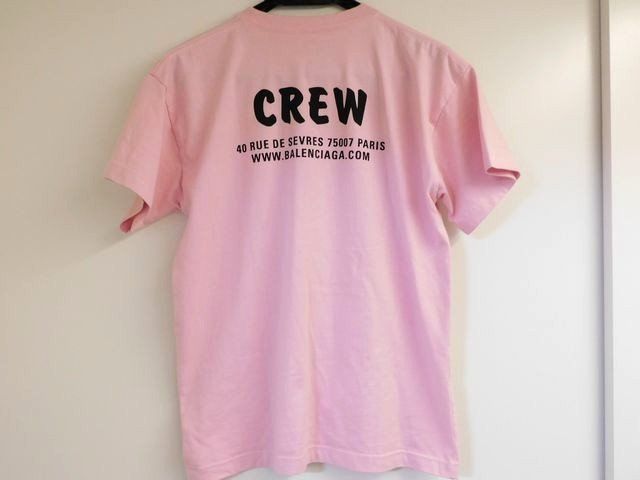 Balenciaga - 20SS 612965 100% Cotton CREW Logo Short Sleeve T-shirt Pink XS