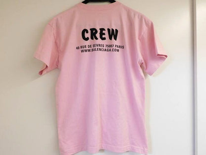 Balenciaga - 20SS 612965 100% Cotton CREW Logo Short Sleeve T-shirt Pink XS