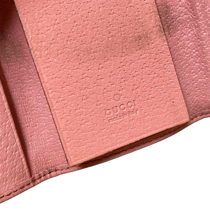 Gucci Key Case GG Pattern 138096 Beige X Dark Brown X Pink 6 Hooks Leather