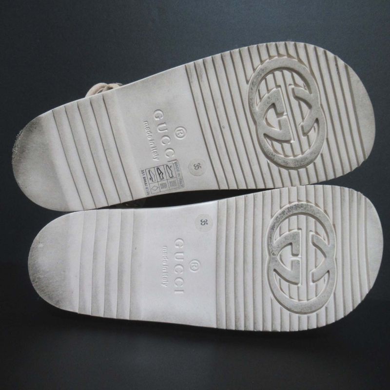 Gucci GG Rhinestone Sports Sandals Size 35 Approx 22cm (8.66in) Beige Ladies