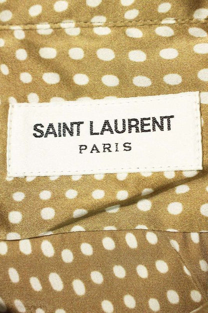 Saint Laurent Paris 395733 Y2c28 Dotted All Over Silk Long Sleeve Shirt Men's 40