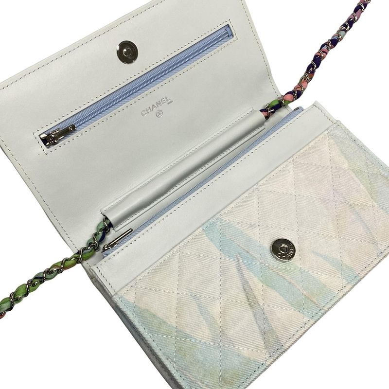 Chanel Wallet Matelasse Ap0250 Light Blue×white×multi
