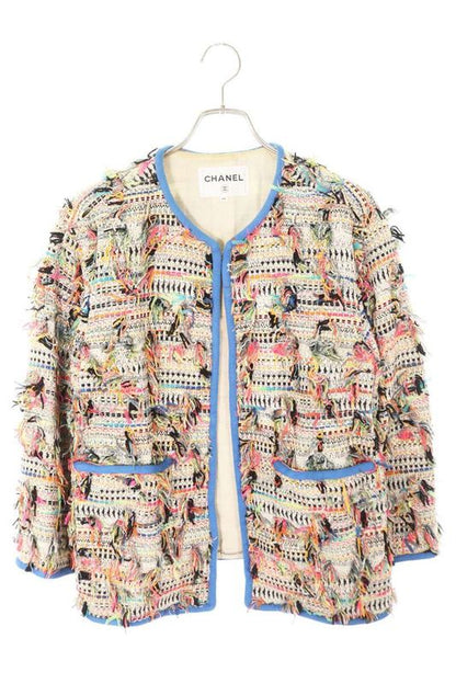 Chanel P56520v42296 No Collar Tweed Jacket Blouson Men's 44
