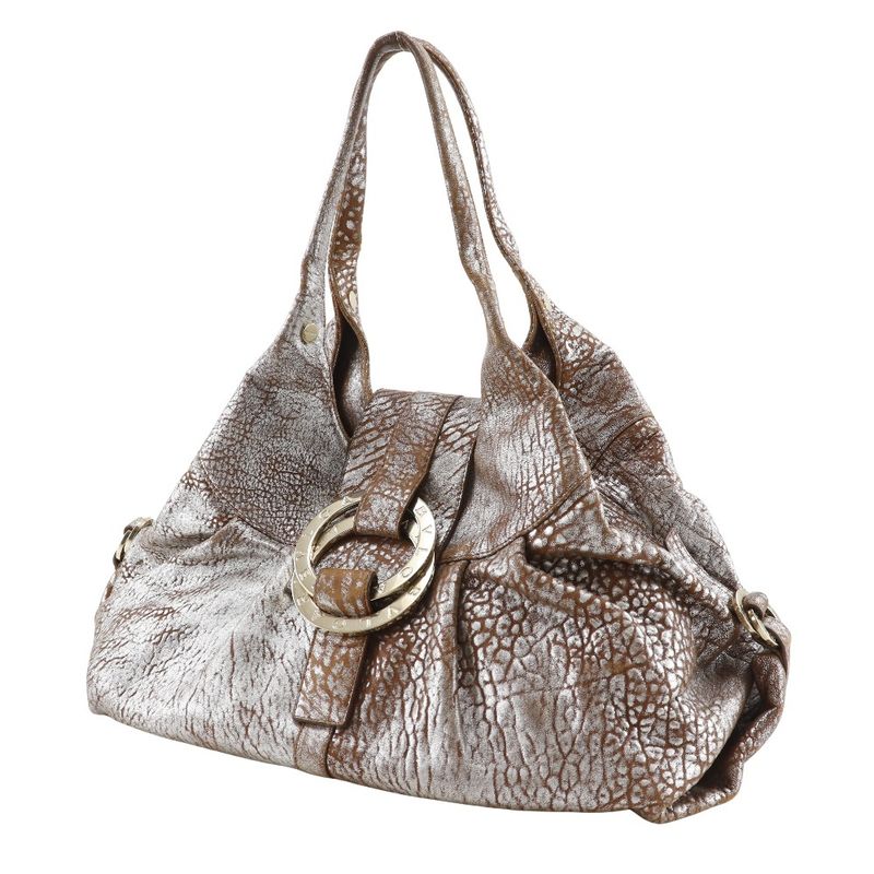 Bvlgari Bulgari Chandra Leather Silver/brown Women's Tote Bag