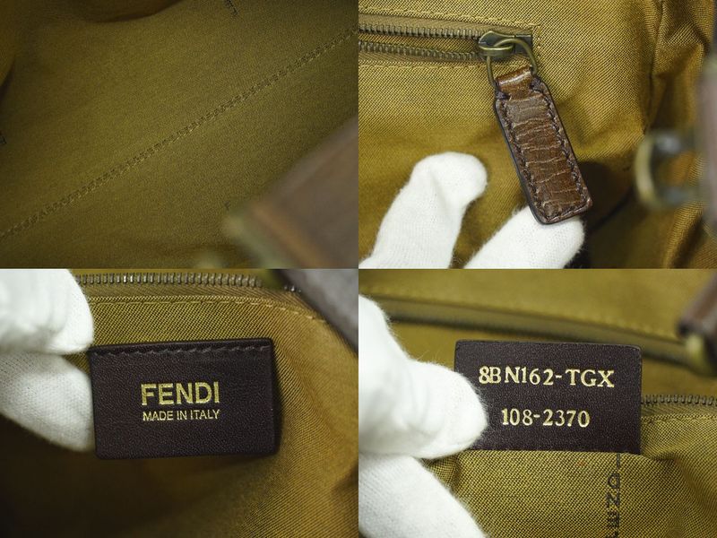 Authentic Fendi Etonico Zucca Tote Handbag Canvas Brown 8bn162 Etonico Bag