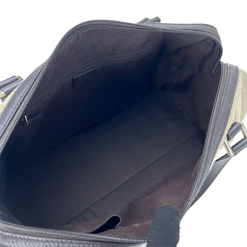 Gucci Boston Bag Handbag Shoulder 257288 Canvas Leather Beige Dark Brown Casual