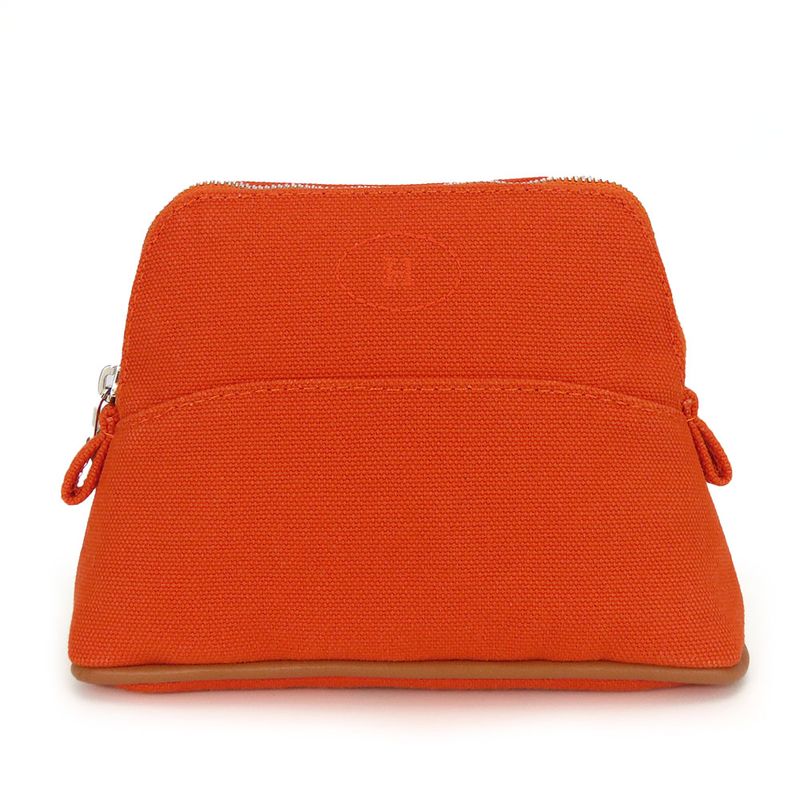 Hermes Pouch Bolide Pouch Mini Cotton Orange Silver Hardware Small Bag Bag-in-ba