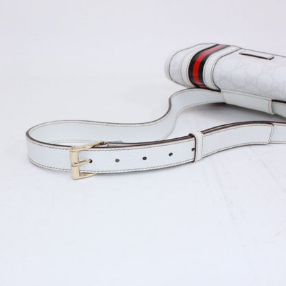 Gucci Sherry Line Waist Bag Leather X PVC White Body Bag Gold 152597