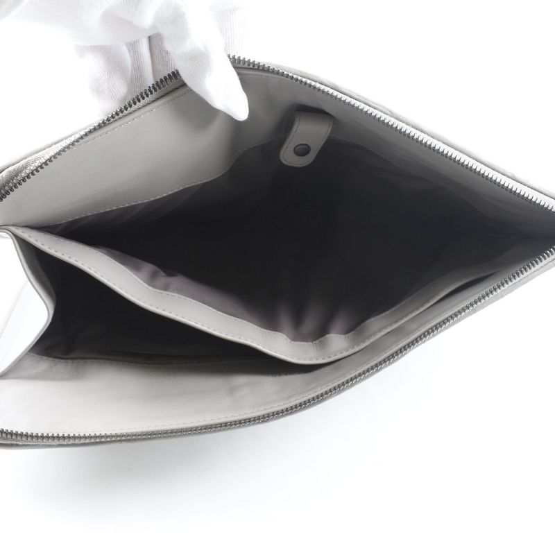 Bottega Veneta Bottega Veneta Intrecciato Calf Gray Men's Clutch Bag