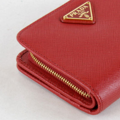 Prada Saffiano Iml018 Bifold Wallet Leather Red