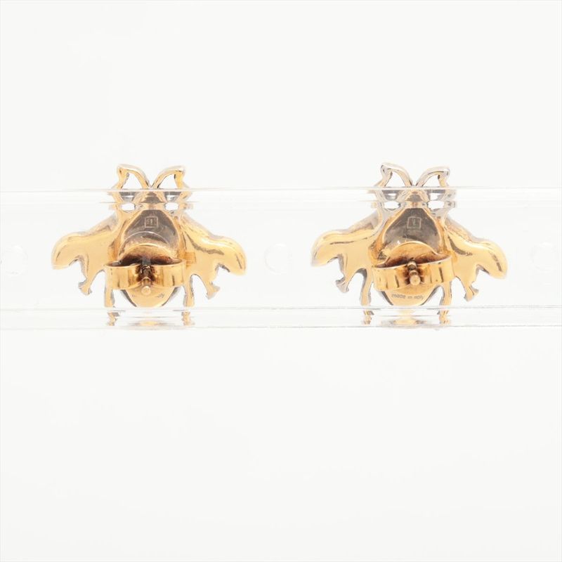 Gucci Interlocking G Bee Earrings (for Both Ears) GP X Rhinestone X Faux Pearl