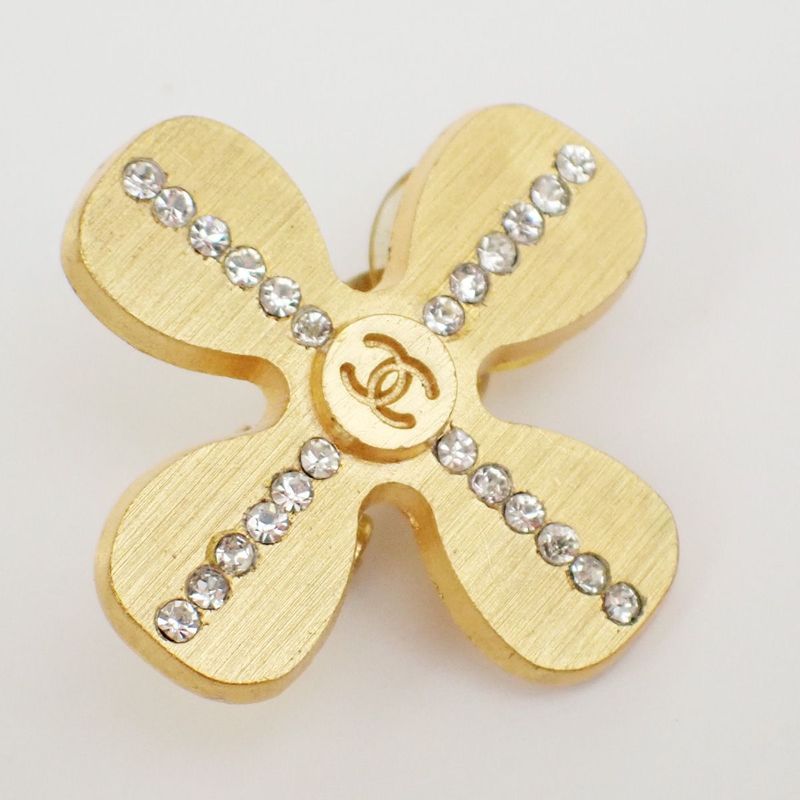 Chanel Earrings CC Gold Stones Flower 86fa446