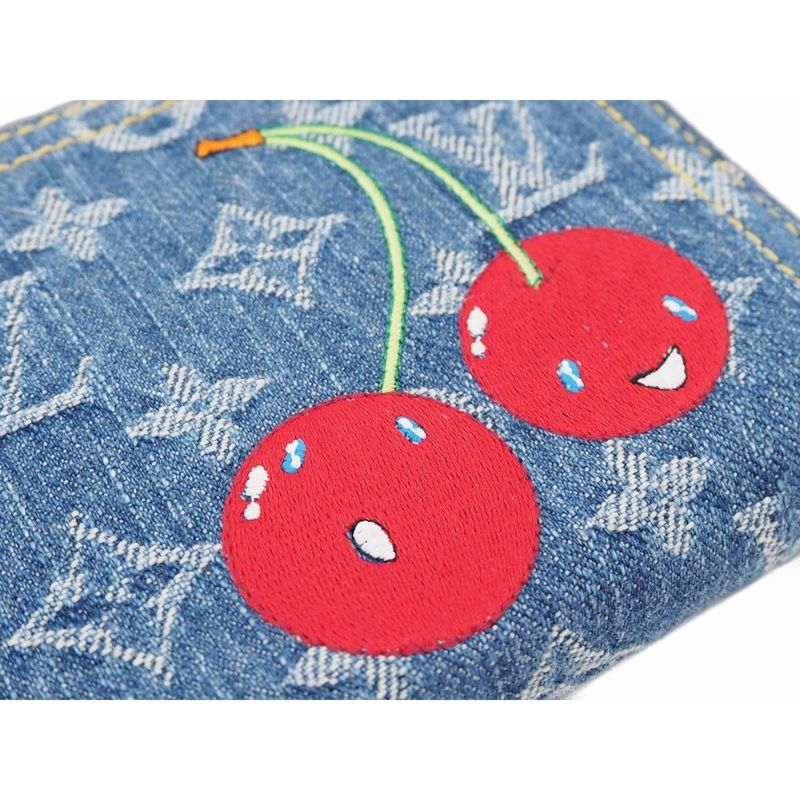 Louis Vuitton LV X Tm Zippy Wallet Monogram Cherry Denim Cotton