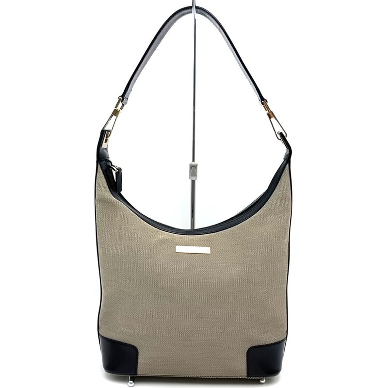 Gucci 001-4204 Shoulder Bag One Shoulder Gray Black Canvas Leather Fashion