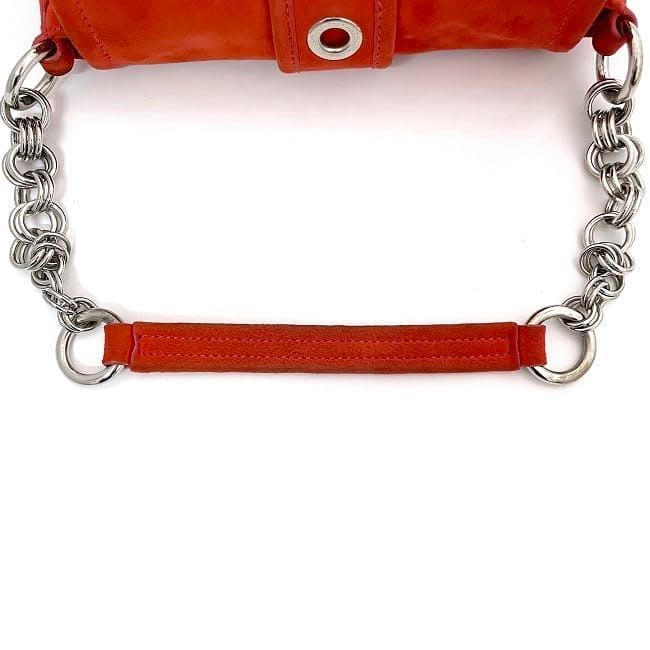 Prada Semi Shoulder Bag Orange Suede