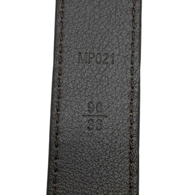 Louis Vuitton Mp021 Santure Belt Buckle Silver Leather Brown [size 90/36] Louis