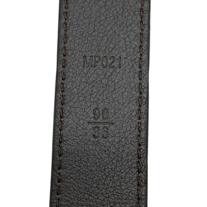 Louis Vuitton Mp021 Santure Belt Buckle Silver Leather Brown [size 90/36] Louis