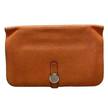 Hermes Dogon GM Orange Silver Hardware Leather Long Wallet