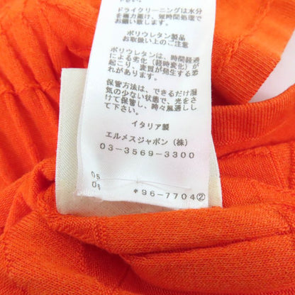 Hermes Silk-blend Embossed Crew Neck Short Sleeve Knit Cut And Sewn Top Orange
