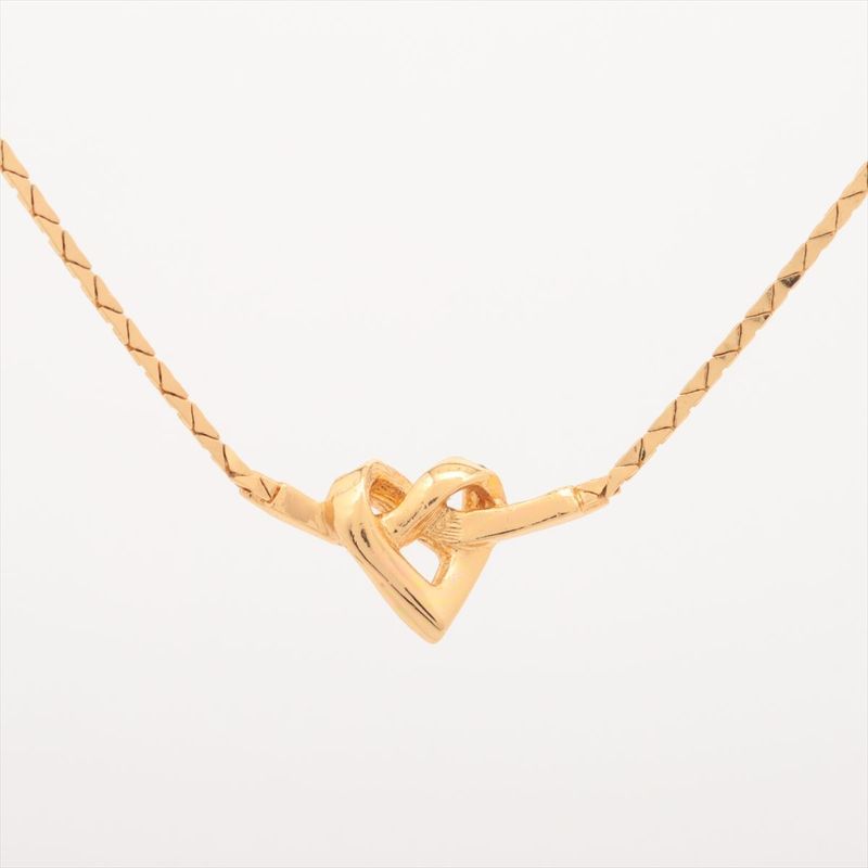 Christian DIOR Heart Necklace GP With Rhinestones Gold