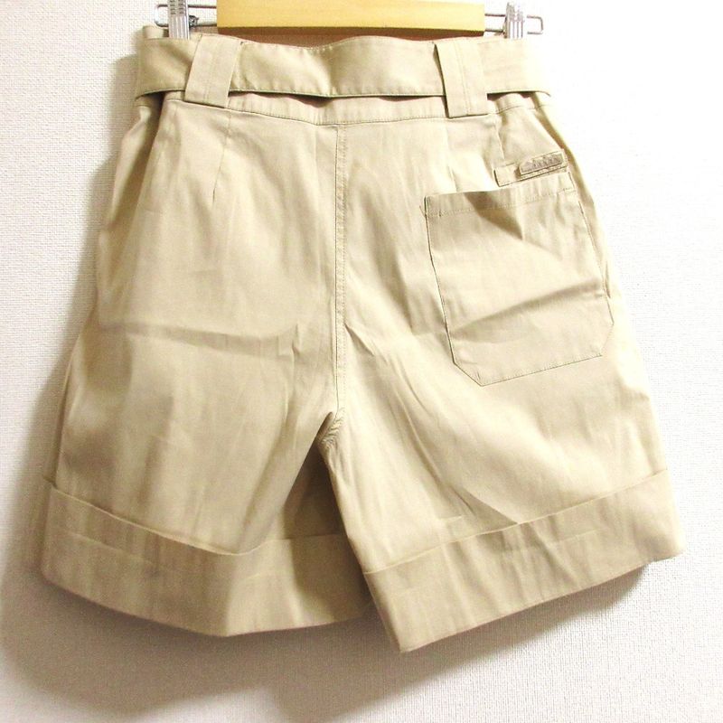 Prada Tuck Belted Wide Shorts Size 40 Beige Women's Used