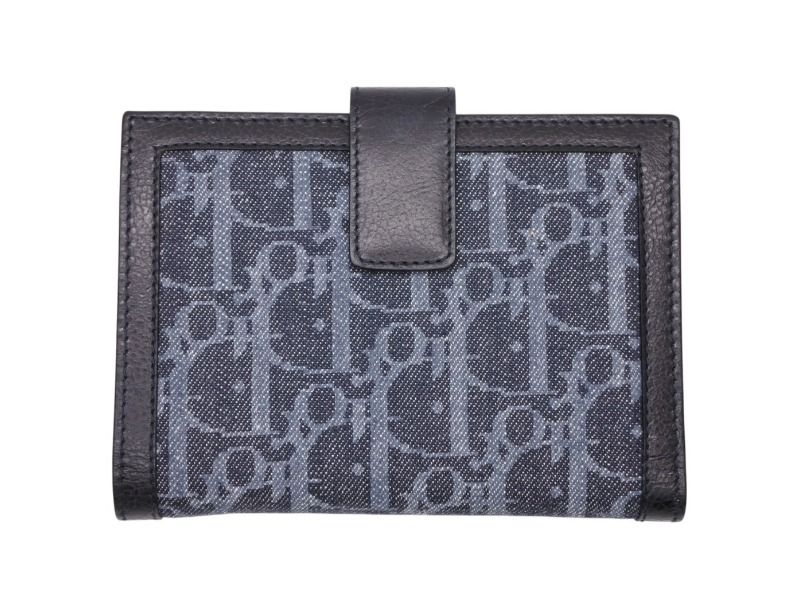 Dior Bifold Wallet Compact Trotter Line Navy Black Orange — view 2