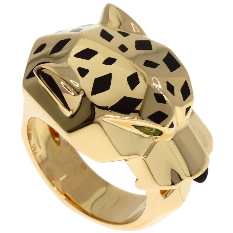 Cartier Panthère De Cartier Lacquer Tsavorite #56 Ring 18K Yellow Gold Ladies