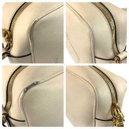 Prada Logo Shape Pressed White Gold Hardware Leather Shoulder Bag Pochette