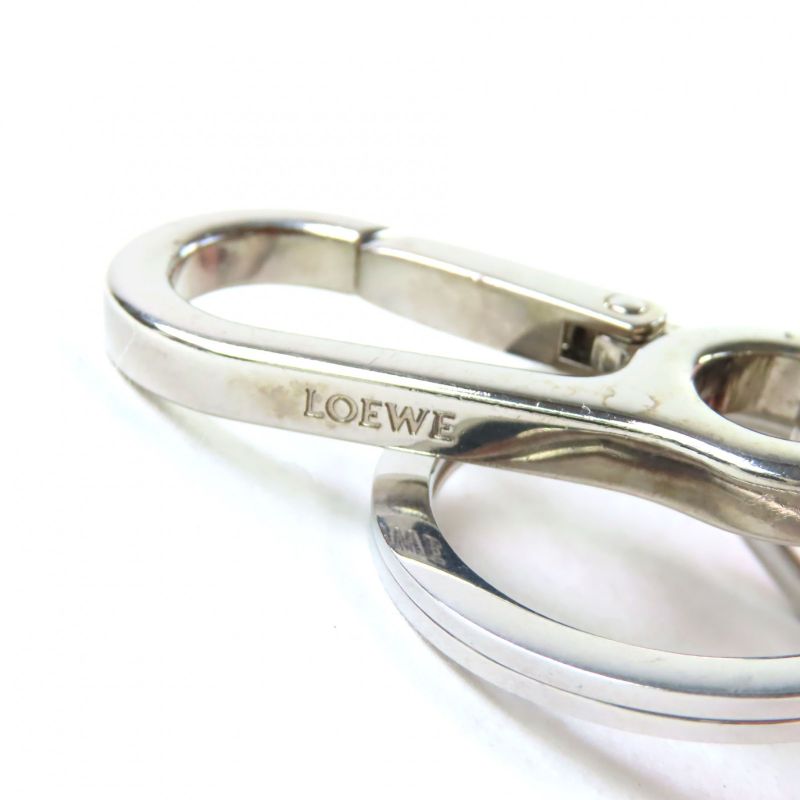 LOEWE Gingham Check Rabbit Charm Leather Coin Case Pink White Silver Hardware