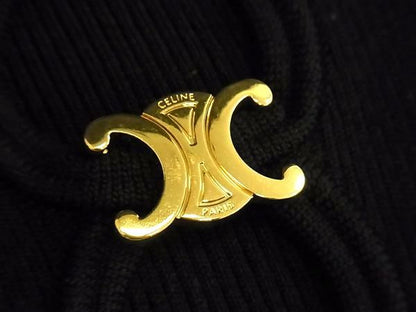 Celine Triomphe Silk And Cotton Long Sleeve Top Size S Clothing Women's Black