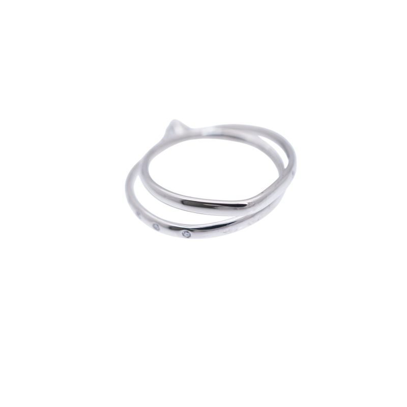 Hermes Vertige Coeur Diamond 030ct 18K White Gold #50 Ring 750wg White Togo