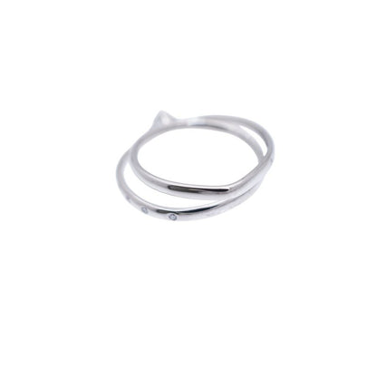 Hermes Vertige Coeur Diamond 030ct 18K White Gold #50 Ring 750wg White Togo