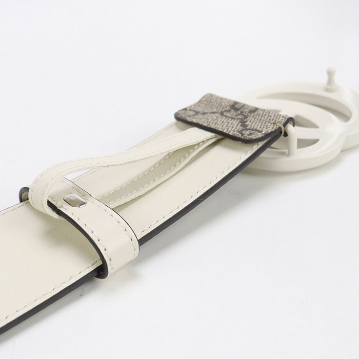 Gucci Wide Double G 400593 Belt GG Supreme Women's