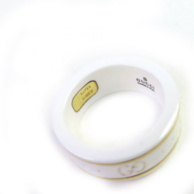 Gucci Ceramic 18K Iconic Ring Ggring Ring White Gold Size Equivalent To Approx