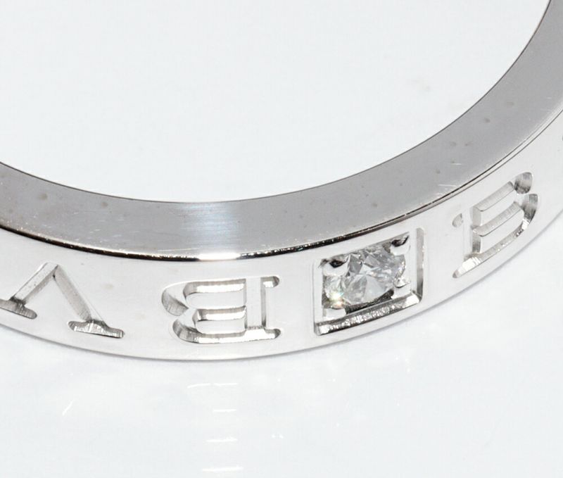 Bulgari Ring 18K White Gold Diamond 1p(004ct) Bzero1 Ring (double Logo Ring )