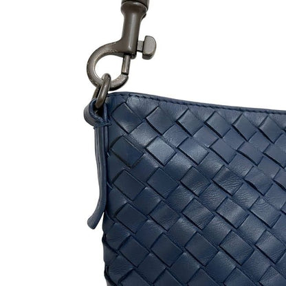 Bottega Veneta Shoulder Bag Blue Intrecciato Excellent Condition Leather
