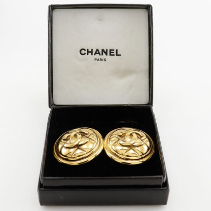 Chanel Coco Mark Matelasse Vintage Gold Plated Ladies 31g Earrings