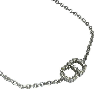 Christian DIOR Bracelet Bangle Clair D LUNE CD Logo Metal Rhinestone Silver