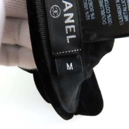 CHANEL 21AW Silk Mix Velour Casket With Coco Mark Hardware Hat Black M Made In