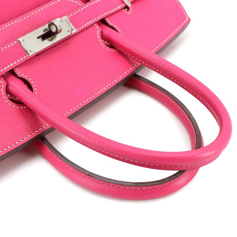 Hermes Candy Birkin 30 Epson Rose Tillian Ruby Hand Bag Stamped ?O Silver