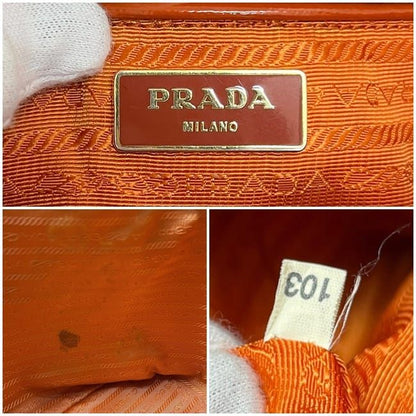 Prada 2 Way Bag Orange Excellent Condition Patent Leather Preowned 103
