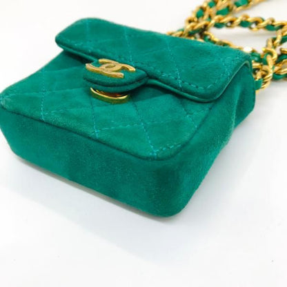 Chanel Suede Mini Chain Shoulder Bag Green