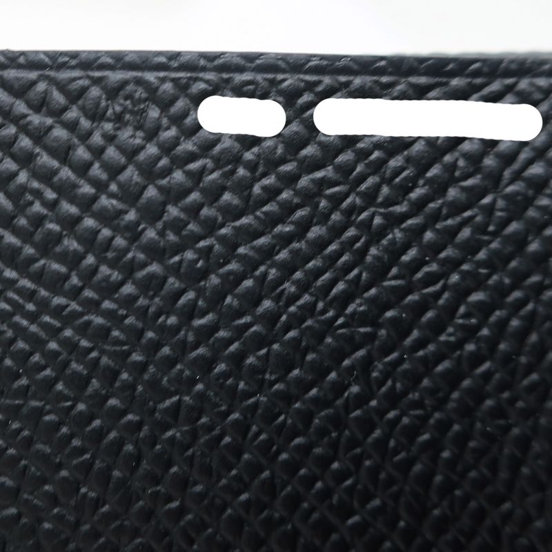 Hermes Calvi Duo Black Card Case With Coin Case Epson Leather W