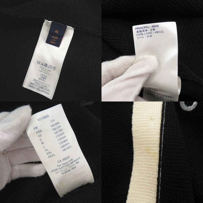 Louis Vuitton Badge Wool Size 4L Black Knitted Cardigan Black LV 0906 Louis